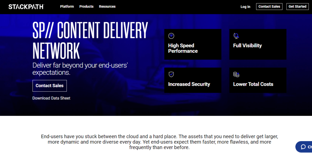 screenshot image of stackpath cdn website