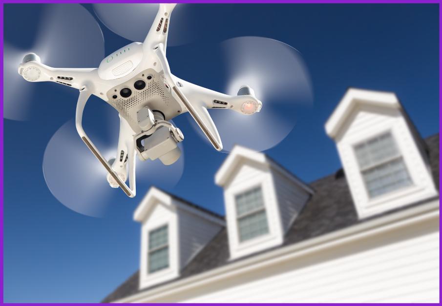 Image showing a drone taking off near a home