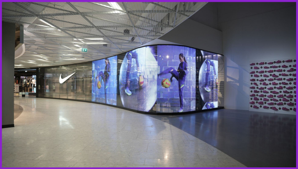 large digital signage outside of a nike store