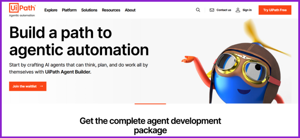 Screenshot of UiPath AI Agent builder page